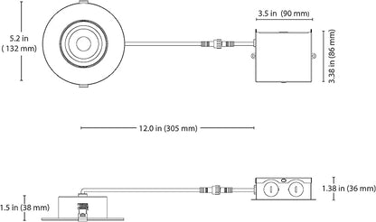 DGC 4-inch Black Selectable Canless Adjustable Gimbal LED Recessed Downlight (DGC43120SRDBK)