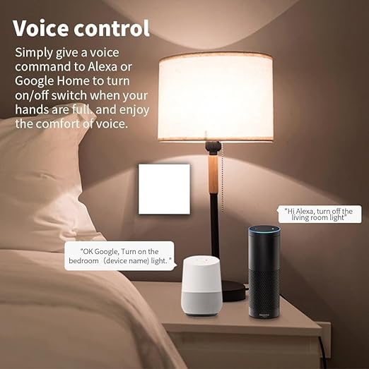Wifi Smart Wall Switch Press Key Compatible Compatible with Alexa,Google Assistant,No Neutral line Needed and Neutral line Needed Dual Mode,EU,10A (1 Key)