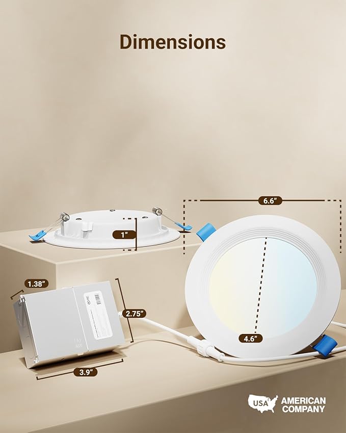 Sunco 24 Pack 6 Inch LED Recessed Light, Ceiling Canless Recessed Lights, Baffle Trim, 1200 LM, 14W, Selectable CCT 2700K/3000K/4000K/5000K/6000K, Dimmable with Junction Box