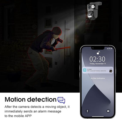 H4 Dual-Lens PTZ WiFi 1080P Home Security Camera, 24/7 Recording IP65 Waterproof Indoor&Outdoor Camera with Motion Detection, Two-Way Audio, Color Night Vision & Cloud Storage