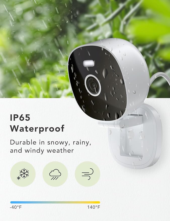 2K Wired Security Camera, Indoor/Outdoor for Home, Pet, Baby, Nanny, IP65 Waterproof Color Night Vision, White Light & Siren, Recording, Motion Detection, Works with Alexa,Plug in, White-4P
