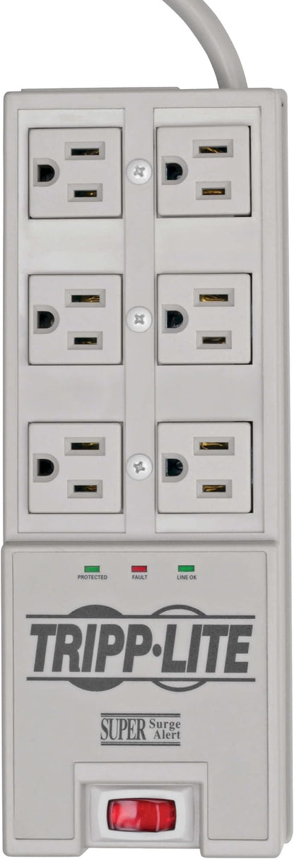 Tripp Lite 6 Outlet Surge Protector Power Strip, 6ft Cord, Right-Angle Plug, & $50,000 Insurance (TR-6) Grey