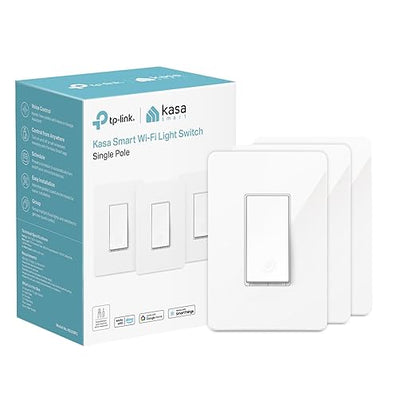 Kasa Smart Light Switch HS200P3, Single Pole, Needs Neutral Wire, 2.4GHz Wi-Fi Light Switch Compatible with Alexa and Google Home, UL Certified, No Hub Required, 3 Count -Pack of 1 , White