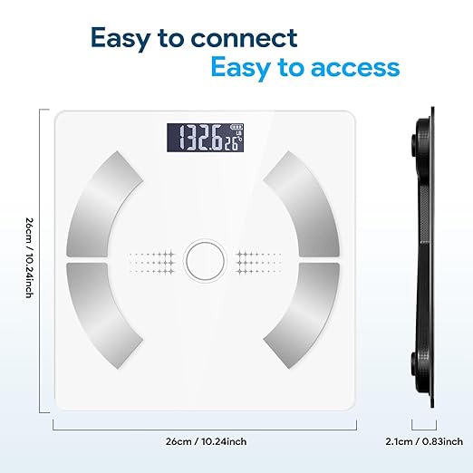 Smart Scale for Body Weight, Bathroom Digital Weighing Scale with BMI, Body Fat, Muscle Mass, Accurate Bluetooth Home User Health Equipment Sync Apps【White】
