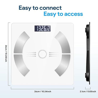 Smart Scale for Body Weight, Bathroom Digital Weighing Scale with BMI, Body Fat, Muscle Mass, Accurate Bluetooth Home User Health Equipment Sync Apps【White】