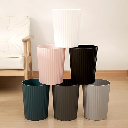 JiatuA Small Trash Can Plastic Wastebasket Round Garbage Container Bin for Bathroom, Kitchen, Bedroom, Home Office, College Dorm, Pink 4 Pack