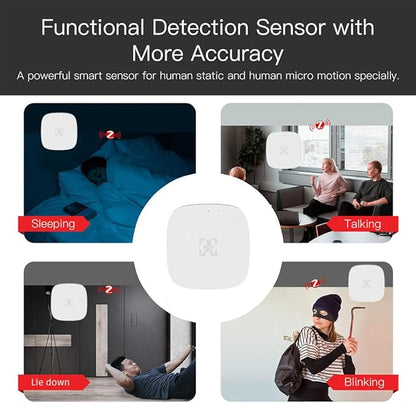 Presence Sensor, WenzhiIoT Smart Motion Sensor Zigbee 5.8 GHz Radar MmWave Presence Sensor Movement Body Motion Detection with Luminance/Distance Tuya Smart Life Home Assistant