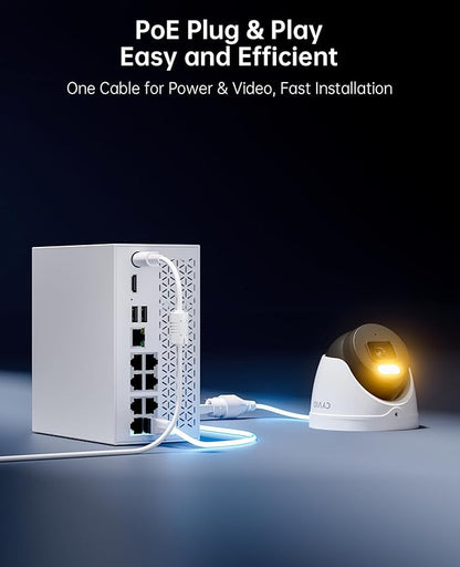 4K PoE Camera System, 4Pcs 8MP Outdoor Turret Home Security Cameras with AI Detection, 24-7 Recording, Color Night Vision, No Subscription, IP67 Waterproof, 4K 8CH NVR with 2TB HDD (N2834D)