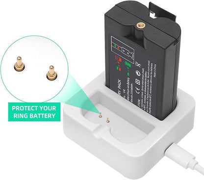 2-Pack 6040mAh Replacement Battery with Charger Station for Ring-Doorbell 2/3/4, Spotlight Camera & Stick Up Cam Indooor and Outdoor (2 Battery +White Charger)