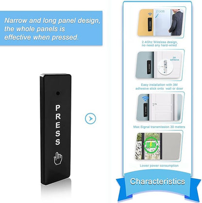 2.4GHz WiFi Access Control 400lb Holding Force Electic Magnetic Door Lock System Kit with Remote and Smartphone app Control, paired with Wireless Slim Push Switch (Electric Strike Lock kit)
