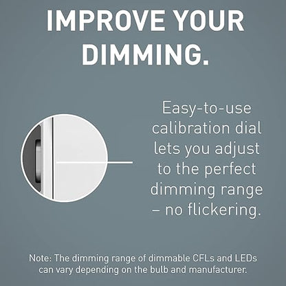 Legrand Radiant 450W Preset Decorator Rocker LED Dimmer Light Switch, with Locator & Screwless Wall Plate, For Dimmable LED and CFL Bulbs, RH453PWPW, Single Pole/3-Way, White, 1 Count