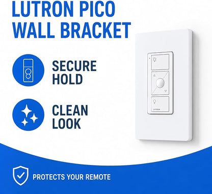 Wall Plate Bracket for Lutron Caseta Pico Remote (4 Pack) | Snap-in Wall Mount Holder for Lutron Pico Smart Remote | Seamless No-Wobble Installation | Durable Low-Profile Wall Bracket