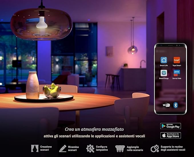 WiFi E14 Smart RGBCW Candle Bulb Compatible with Alexa,Google Assistant,SmartThings,App and Voice Control 5W