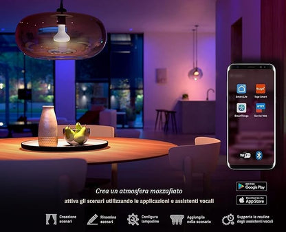 WiFi E14 Smart RGBCW Candle Bulb Compatible with Alexa,Google Assistant,SmartThings,App and Voice Control 5W