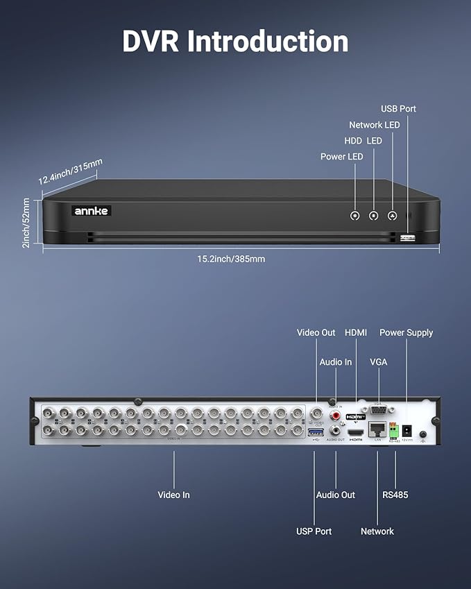 ANNKE 32 Channel H.265+ Security AI 3K Lite DVR Recorder with 4TB Hard Drive, 5-in-1 5MP Surveillance CCTV 32CH Hybrid DVR with Human/Vehicle for Home/Business Security Camera System, P2P Technology