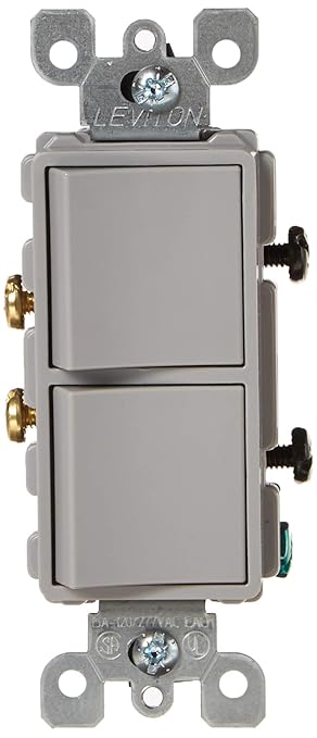 Leviton 15 Amp, 120/277 Volt, Decora Single-Pole, AC Combination Switch, Commercial Grade, Grounding, 5634-GY, Gray