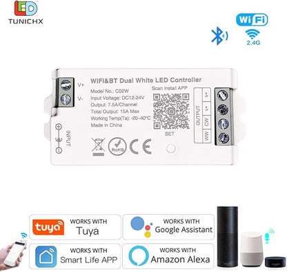 C02W CCT LED Controller Tuya WiFi 2.4G RF 3Pin PWM Dual White Strip Dimmer