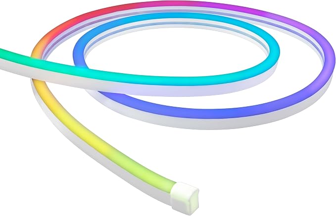 Enbrighten Vibe Spectrum LED Neon Rope Lights, Indoor Smart Light | Color Changing RGBWIC LEDs for Bedroom with Tunable White, Alexa & Google Home Compatible, 16ft, White 83254