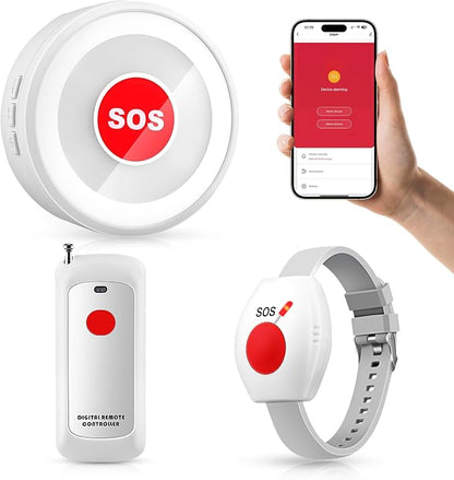 Life Alert System No Monthly Fee, Caregiver Pager Call Button for Elderly at Home, Medical Alert Systems for Seniors with App, Panic Button Alarm System, 2.4GHz WiFi Receiver, Necklace, Bracelet | Medical alert necklace for women and men, 2.4GHz Wi-Fi ...