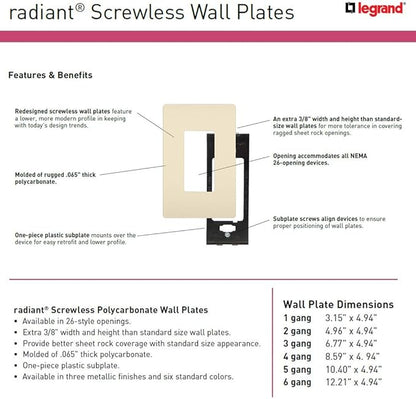 Legrand - Pass & Seymour Radiant Rocker Switch Wall Plate, Legrand Screwless Wall Plate 2 Gang, Dark Bronze Wall Plate, RWP262DBCC6, 1 Count (Pack of 2)