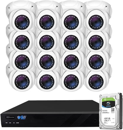 GW Security 16 Channel 12MP NVR 4K 8MP Video & Audio Security Camera System with 16 UHD 4K 2160P Microphone PoE Outdoor/Indoor Security Turret Cameras, AI Face/Human/Vehicle Detection, 4TB Hard Drive