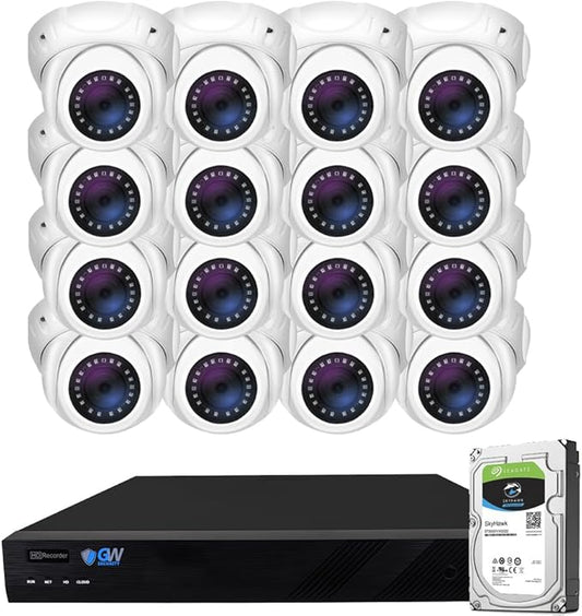 GW Security 16 Channel 12MP NVR 4K 8MP Video & Audio Security Camera System with 16 UHD 4K 2160P Microphone PoE Outdoor/Indoor Security Turret Cameras, AI Face/Human/Vehicle Detection, 4TB Hard Drive
