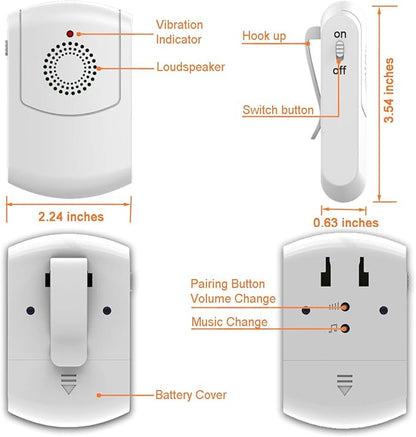 Caregiver Pager Wireless Call Button Personal Alert System for Home Elderly, Nurse Calling System with Portable Receiver and Emergency Button (1 Portable+1 Plug in Pager 2 Transmitter)