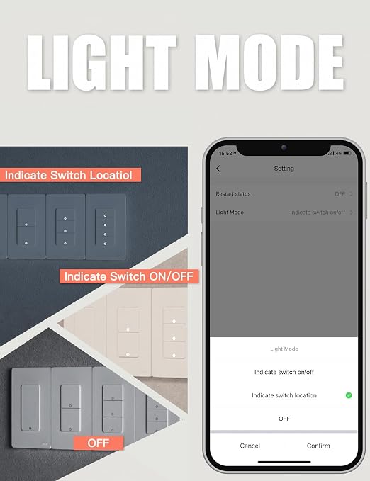 MOES WiFi Smart Light Switch 1 Gang, Neutral Required, Black