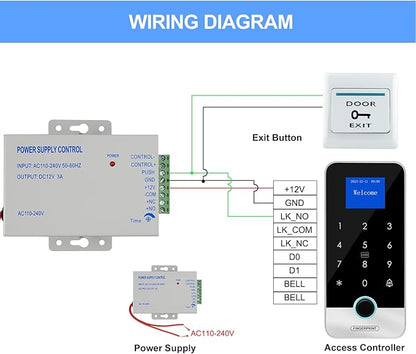 Waterproof Smart Home Security Systems Fingerprint,Password,Tuya Remote Unlock,IC Keychain Multiple Methods，with Door Switch,Power Supply DC 12V,(Electric Lock)