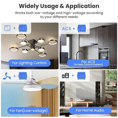 1CH Dry Contact Passive Output Wi-Fi Switch Module,Input DC 24-32V, Tuya app Remote Control Lights Gate Opener,Compatible with Alexa