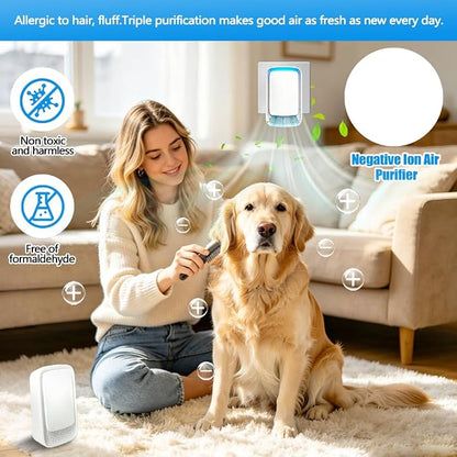 4PCS Plug In Air Purifier, Negative Ion Air Purifier, Quiet Operation Air Ionizers for Home, Office, Basement, Portable Air Freshener for Pets Odor, Smoke, Dust