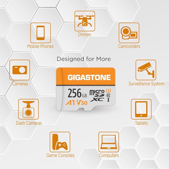 GIGASTONE 256GB Micro SD Card 2-Pack, A1 V30 4K Video Recording, Surveillance, Security Camera, Action Camera, Drone, 100MB/s MicoSDXC Memory Card UHS-I Class 10
