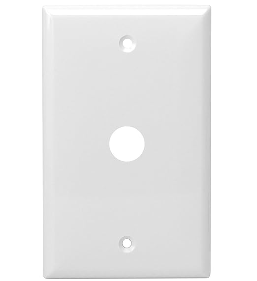 ENERLITES 1 Gang 0.406 Inch Hole Telephone/Cable Wall Cover, Fade Resistant Unbreakable Polycarbonate with Smooth Surface, 8661-W White