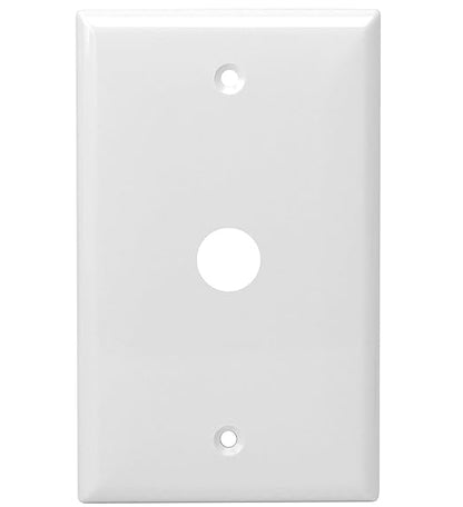 ENERLITES 1 Gang 0.406 Inch Hole Telephone/Cable Wall Cover, Fade Resistant Unbreakable Polycarbonate with Smooth Surface, 8661-W White