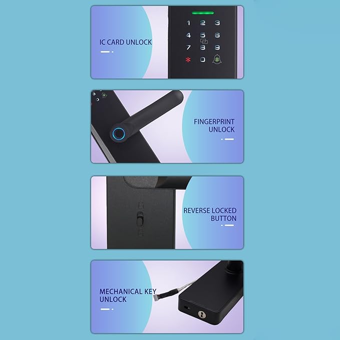 Smart Lock WiFi Keyless Entry Door Lock TY APP, Fingerprint, Password, Card, Mechanical Key Unlocking Methods Door Lock for 35-60mm Thickness Office Home Bedroom Door