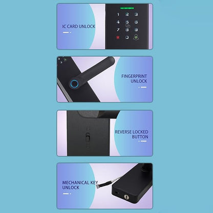 Smart Lock WiFi Keyless Entry Door Lock TY APP, Fingerprint, Password, Card, Mechanical Key Unlocking Methods Door Lock for 35-60mm Thickness Office Home Bedroom Door