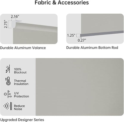 Motorized Coupled Shades, Blackout Smart Blinds for Large Windows Automatic Blinds Compatible with Alexa, Motorized Roller Shades Customized for Bedroom Home Office(Blackout-Smoky Sea Garss)