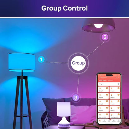 Consciot Smart Light Bulbs, A19 Color Changing Smart Bulbs, 800 Lumens 60W Equivalent, Works with Apple Home, Alexa, Google Home & SmartThings, Dimmable LED, 6-Pack