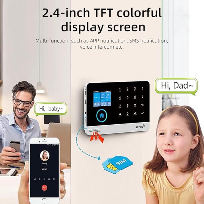 YBJ WiFi Alarm System for Home Security,DIY 4G Smart Home Security System, Wireless Home Alarm System with APP Control, Motion Detector, Door Window Sensor,Siren,Work with Amazon Alexa