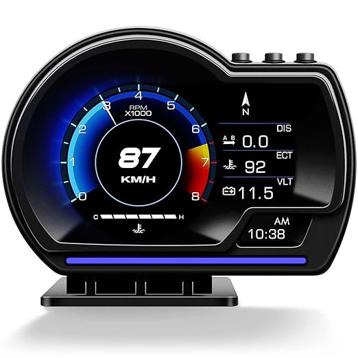 MH Head Up Display for Car, OBD2+GPS Dual System, OBD2 Gauge Display, GPS Speedometer, Tachometer, Water Temp, Volt, Overspeed Alarm Fault Diagnosis