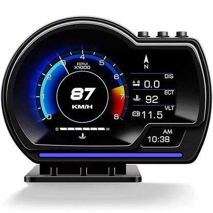 MH Head Up Display for Car, OBD2+GPS Dual System, OBD2 Gauge Display, GPS Speedometer, Tachometer, Water Temp, Volt, Overspeed Alarm Fault Diagnosis