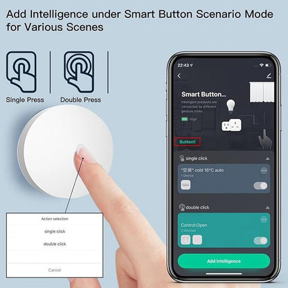 Smart Knob Scene Switch for Automation Compatible with Zigbee Gateways - Wireless Control Module - Battery Powered Controller for Appliances and Lighting Systems