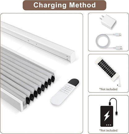 Godark Motorized TDBU Cellular Shades with Remote Control Smart Honeycomb Blinds Compatible with Alexa Google Home Smarthings Custom Double Cellular Blackout for Indoor Windows Doors-White