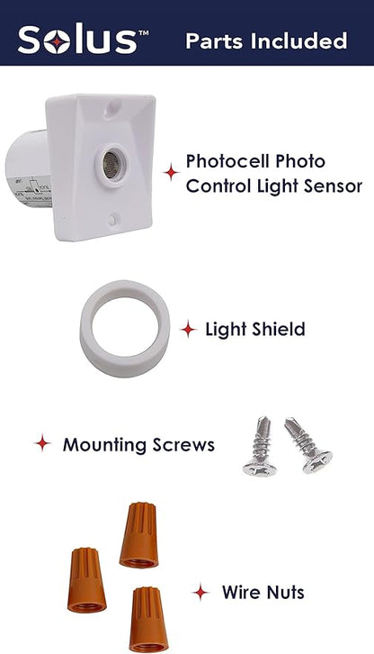 Solus Dusk-to-Dawn Sensor with Ezee Change Plug – Outdoor Photocell Sensor for 3" Lamp Posts – Auto On/Off – UL Listed – 120V – 5 Year Warranty, (White, Pack of 1)
