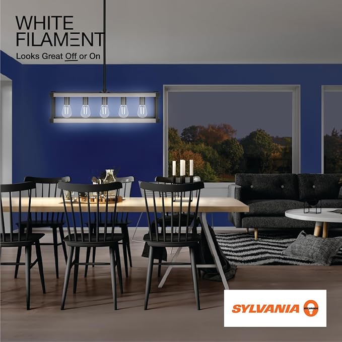 Sylvania S14 Clear LED White Filament Bulb, 2W, Dimmable, 150 LMS, Medium Base, 2700K, Soft White - 4 Pack (42269)