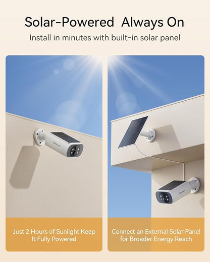 4MP Solar Security Cameras Wireless Outdoor,2.4/5G WiFi, No Wiring