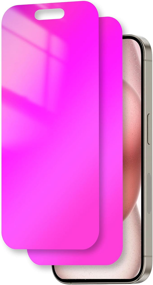 Juvraixo Compatible With iPhone 15/14 pro Privacy Screen Protector 6.1 Inch Anti Blue Light for iPhone15 Tempered Glass 28° Rose red Gradient Anti-Spy Easy Installation Full Coverage Anti-Scratch