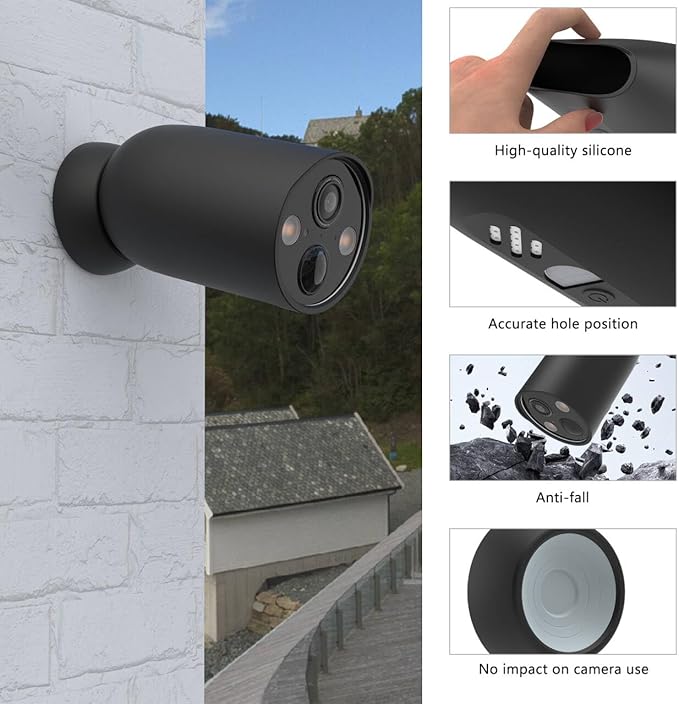 Protective Silicone Skin Cover for TP-Link Tapo MagCam 2024 PCMag(Tapo C425) and Tapo SolarCam 2K Security Cameras (1pack,Black)