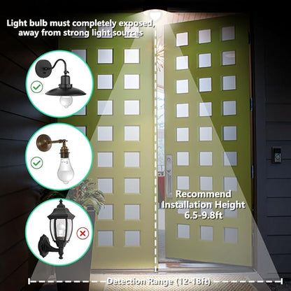 AmeriTop Motion Sensor Light Bulb- 2 Pack, 10W(60W Equivalent) 806lm Motion Activated Dusk to Dawn Security LED Bulb; UL Listed, A19, E26, Auto On/Off Indoor Outdoor Lighting (2700K Soft White)