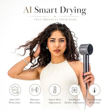 AI Technology Blow Dryer Diffuser, Smart Hair Dryers for Women, Hair Diffuser for Curly Hair, Diffuser Hair Dryer Hair Blow Dryer, Ionic Hair Dryer, 7 Mode with 4 Magnetic Attachments
